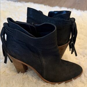 Vince Camuto Black Ankle Booties with Wooden Heel